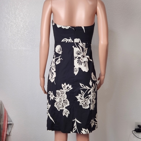 GAP Dress Y2K Summer 2003 Strapless Stretch Floral Tropical Black White Size: 8 - Picture 5 of 11